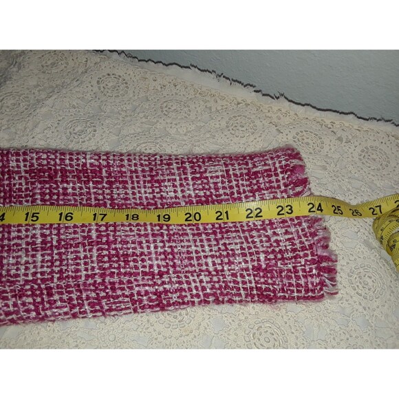 I.C.E. Women's Blazer Size 12 Tweed Lined Jacket Pink and Red Fringed Patterned - Picture 9 of 12